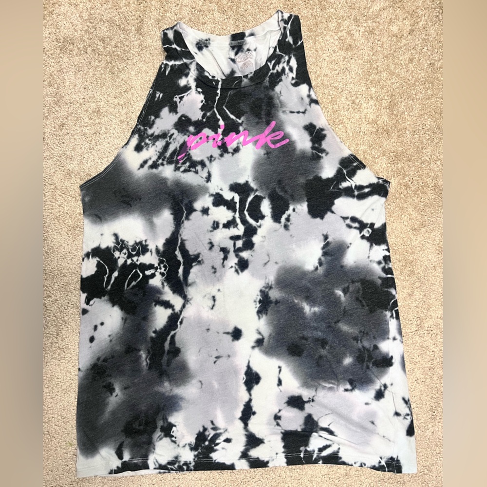 Victoria’s Secret PINK Tie Dye Tank With Pink Logo Size Medium